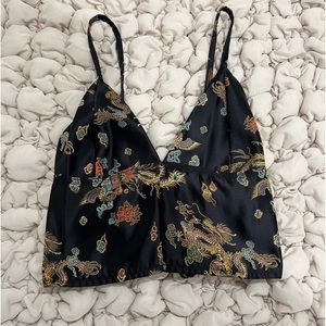 Handmade Oriental Print Cropped Tank
